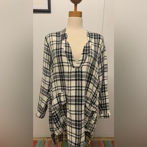 Free People Black and White Plaid sweater